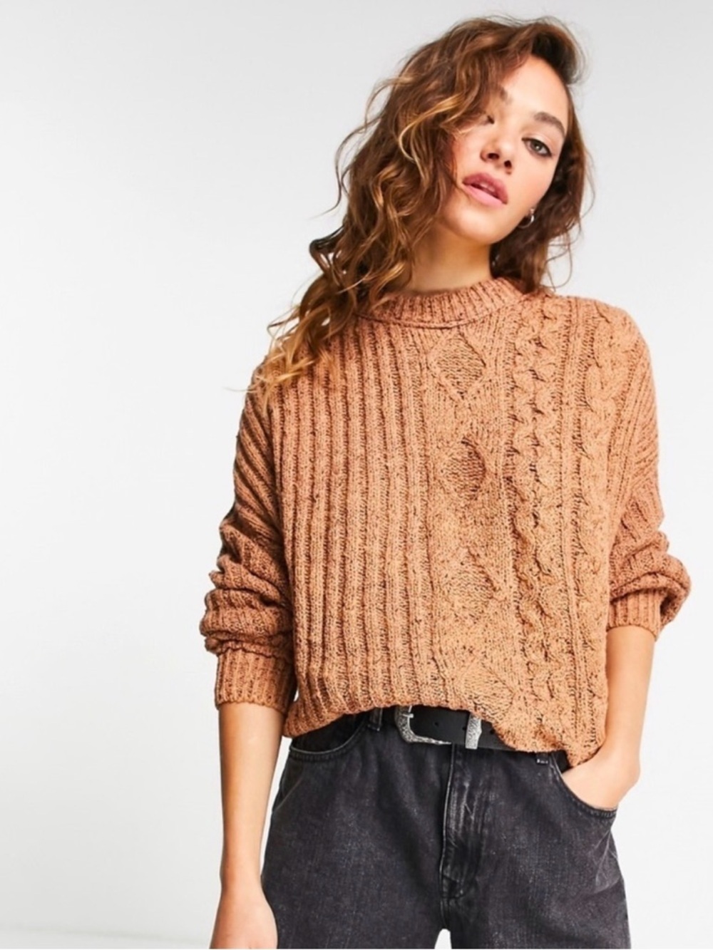Free People Cozy Oversized Knit Sweater Rustic Orange size M